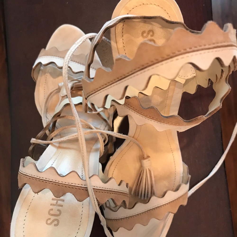 SCHUTZ Nude Ankle Strap Stilettos—sz 9B